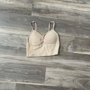 Chic Beige Ribbed Bralette